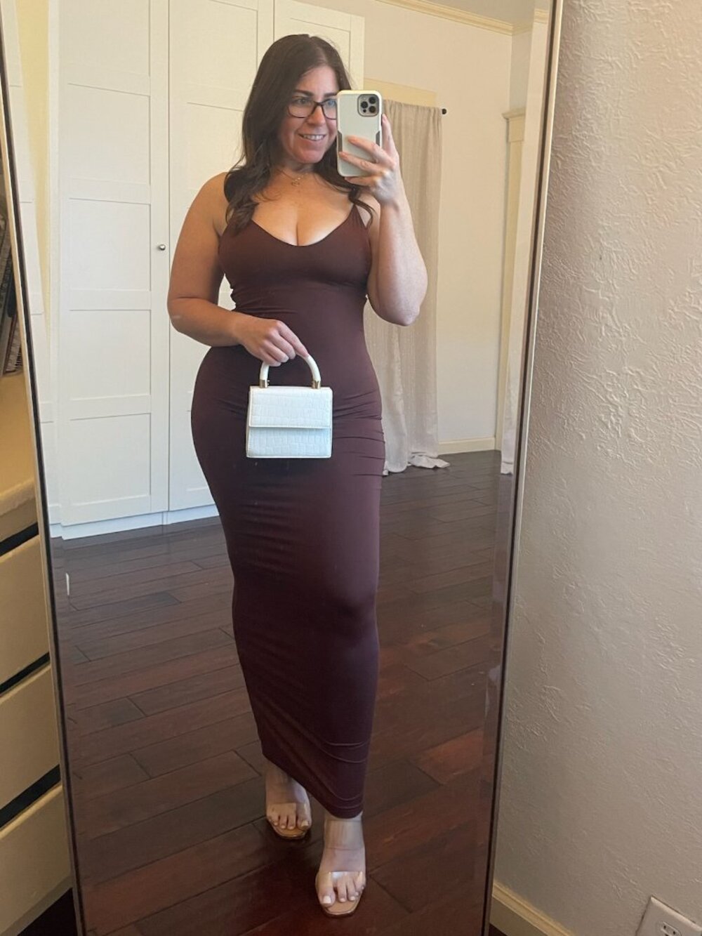 Shein Brown Bodycon Spaghetti Strap Maxi Slip Dress - Sz S